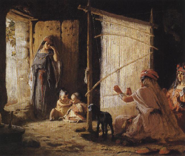 Frederick Arthur Bridgman Women in Biskra Weaving a Burnoose Germany oil painting art